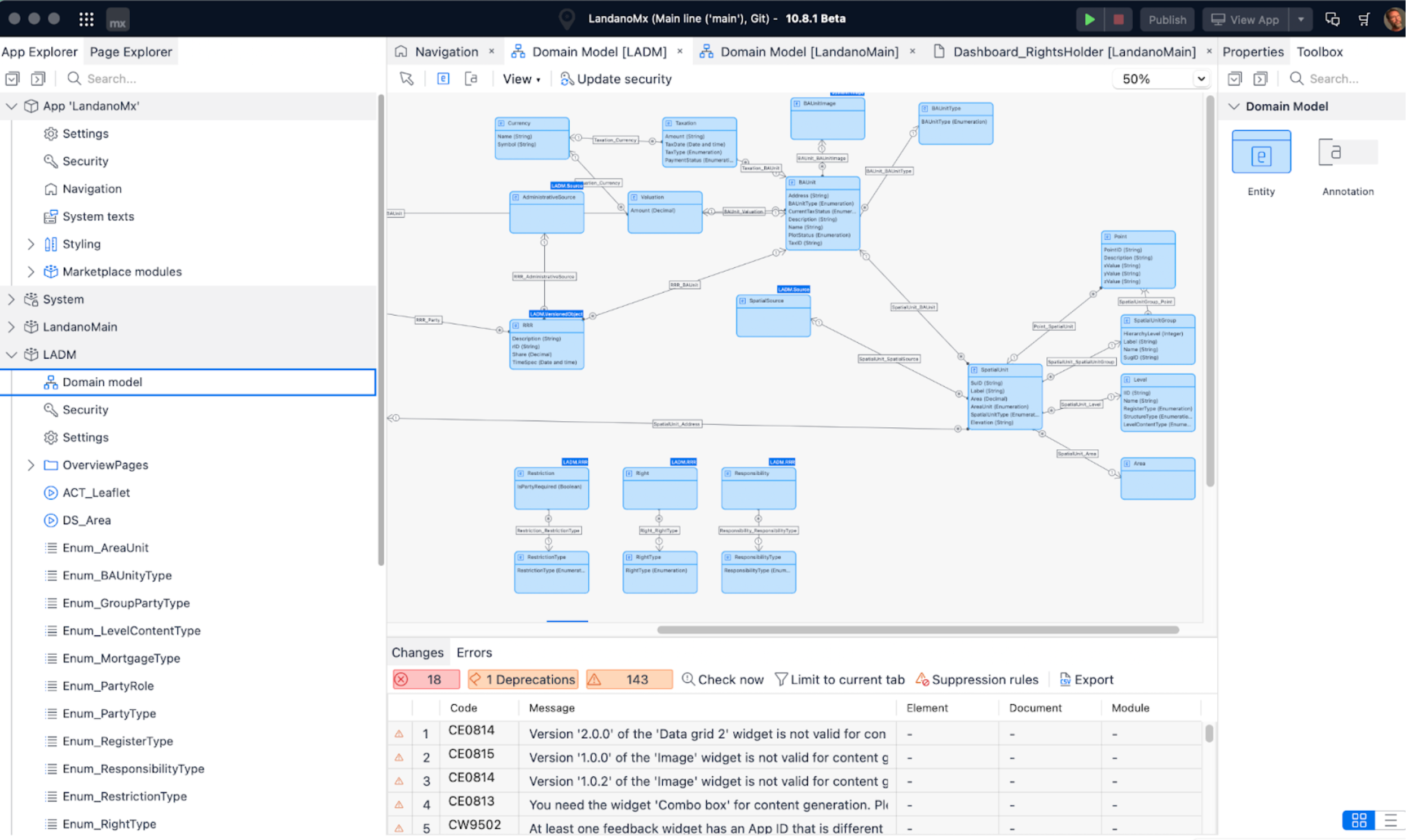 LADM as Mendix model